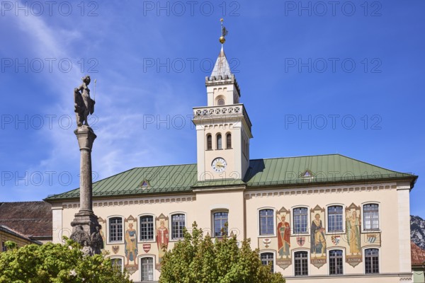 Wittelsbacherbrunnen, fountain, sculptor Karl Killer, historic town hall, frescoes, visual artist