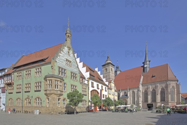 Town Hall and late Gothic St. George's Church, pedestrians, houses, St. George's Church, Old Market