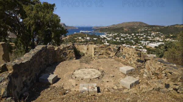 Base of an anti-aircraft battery, Base of an anti-aircraft battery, overlooking a village and the