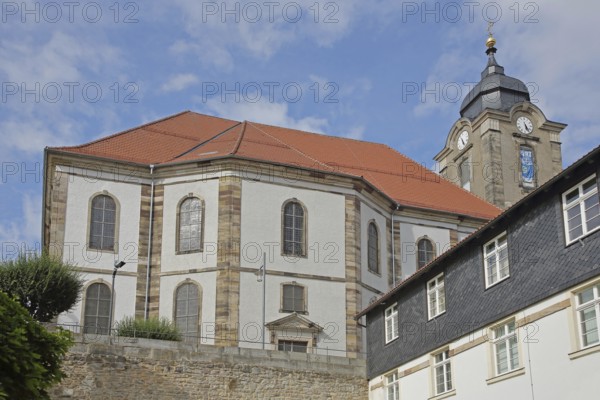 Late Baroque Christuskirche church and Hildburghausen town council building, Franconia, Thuringia,