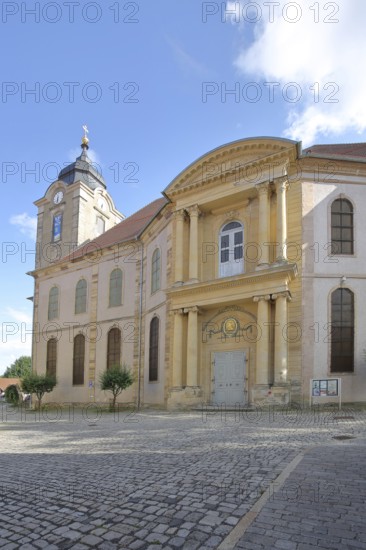 Late Baroque Christuskirche with columns and portal, Hildburghausen, Franconia, Thuringia, Germany