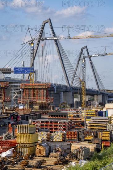 Construction site on the left bank of the Rhine for the new construction of the second motorway