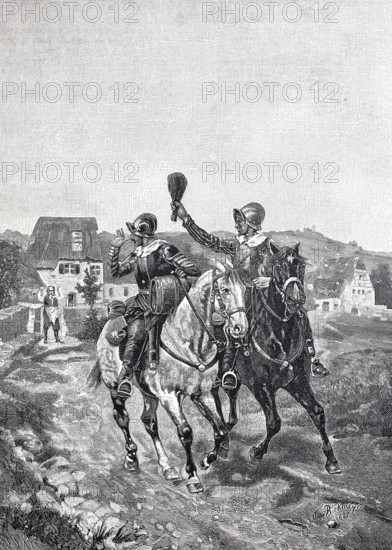 Marauders, plundering stragglers of a troop, at the time of the Thirty Years' War, 1618 to 1648,
