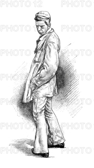 Types of small crooks, dodgy person, Pülcher, from Vienna around 1880, Historical, digitally