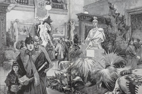 In the German Hall of the Vienna Künstlerhaus, c. 1880, Austria, Historic, digitally restored