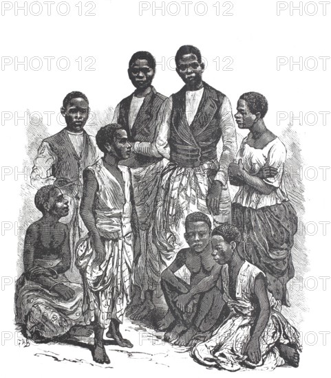 Native people from the Lower Congo region, c. 1880, Africa, Historical, digitally restored