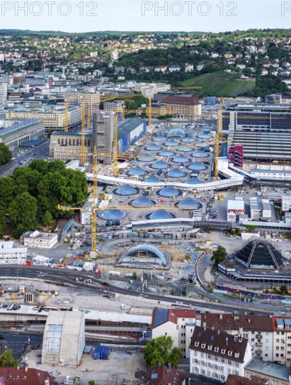 Stuttgart Central Station. The Stuttgart 21 construction site, where the new through station is