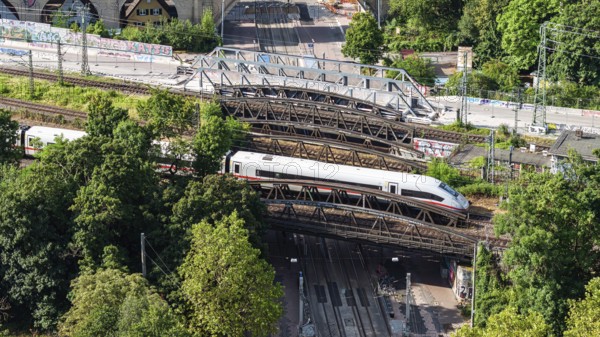 Railway bridges at Stuttgart North Station with ICE. More than 1000 Deutsche Bahn AG bridges need