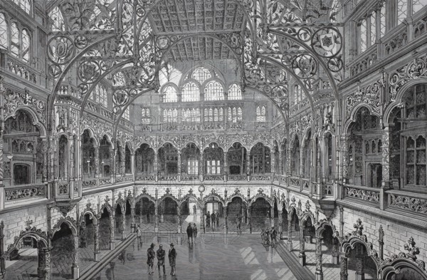 Interior view of the stock exchange in Anvers, Antwerp, 1880, Belgium, Historical, digitally