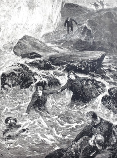 The Brave Rescue by Mrs Wright and Miss Jessie Ace from the Men of the Mumbles Lifeboat at Mumbles