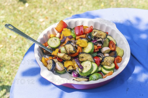 Barbecue in the garden. Grilled vegetables instead of meat. Vegan and vegetarian is the trend.