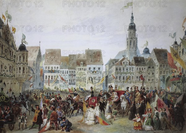 Entry of the Hereditary Prince of Saxony, Coburg and Gotha with his bride, 14 May 1842, Coburg,