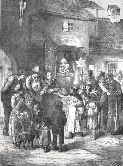 The three kings are travelling and collecting money, 1888, France, Historical, digitally restored