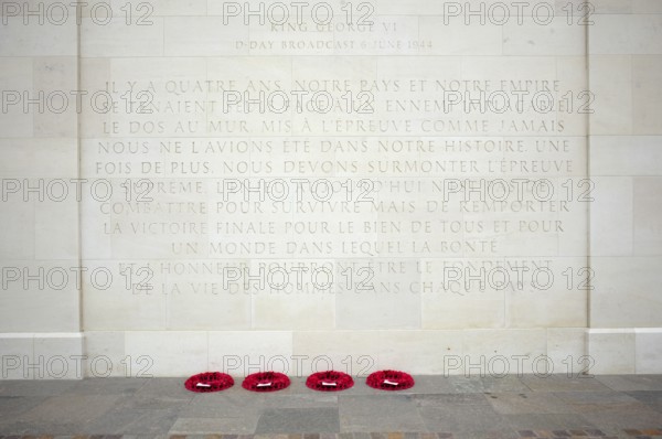 Inscription, King George VI's speech on the landing of the Allied troops, British Normandy