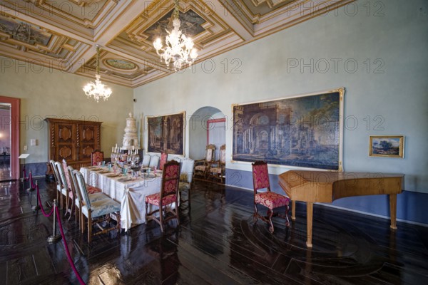 Duke's dining room, Zeitz Moritzburg Castle Museum, early baroque style, interior view, Zeitz,