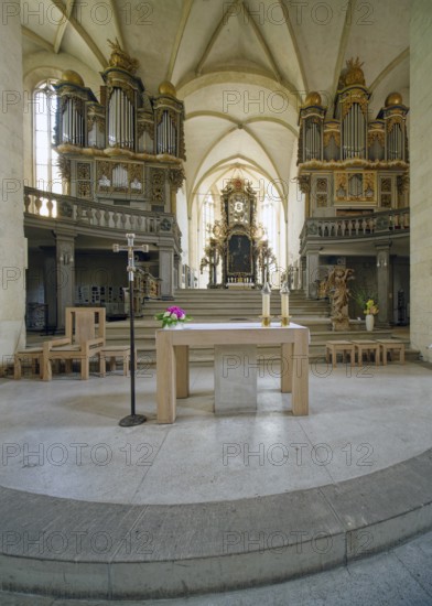 St Peter and Paul Cathedral, interior with organ galleries and altar, Museum Zeitzer Schloss