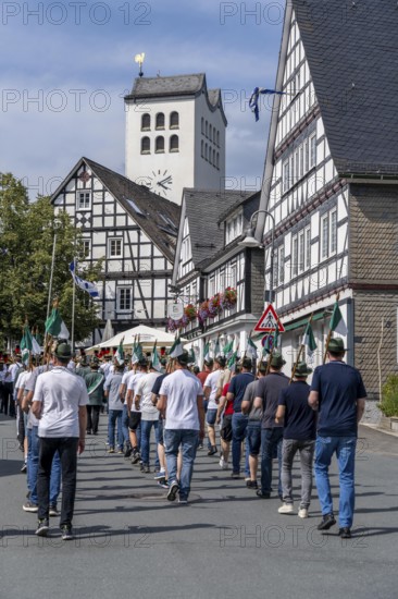 Rifle festival in Bad Fredeburg, in the Sauerland region, marching of the rifle companies in the