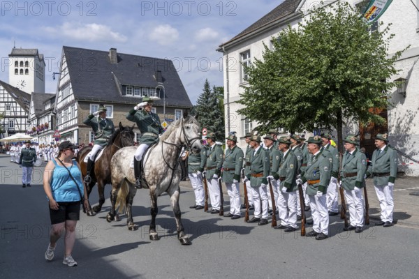 Rifle festival in Bad Fredeburg, in the Sauerland region, parade of the rifle companies in the