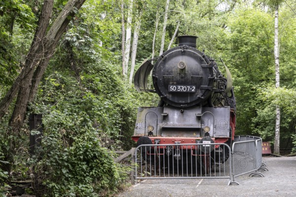 Old steam locomotive in the Schöneberger Südgelände nature park Park, Berlin, Germany