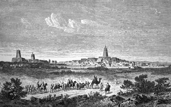 African oasis city Tombouctou or Timbuktu, clay towers of the mosques are UNESCO World Heritage