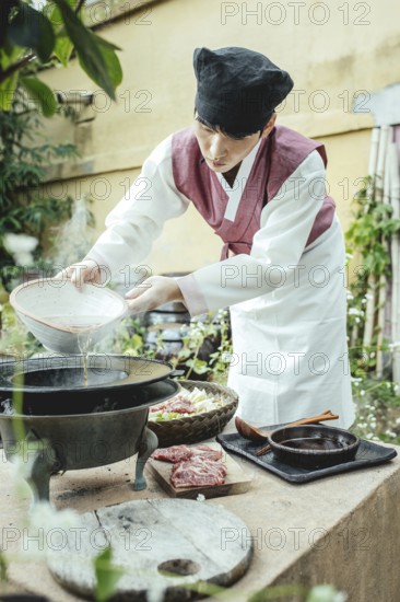Lee Yoon Ho prepares jeongol, a traditional dish of the upper class of the Joseon dynasty Chosun