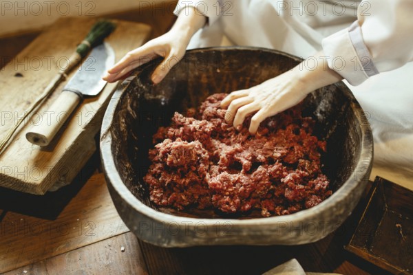 Kwak Yoo Kyung prepares fermented beef, the loins are dried in the sun for 5 to 6 days and then