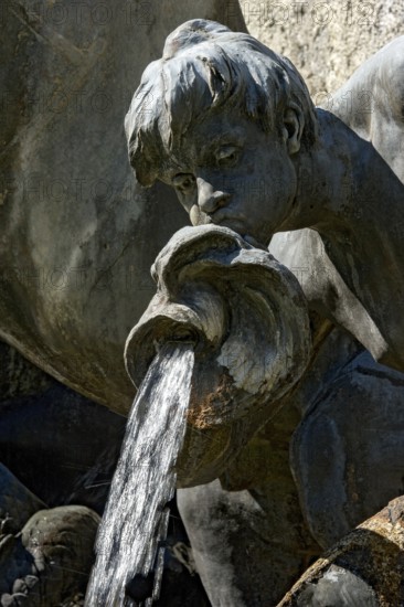 Triton at the Neptune Fountain, Rococo-style sculpture, Linderhof Palace Park, UNESCO World