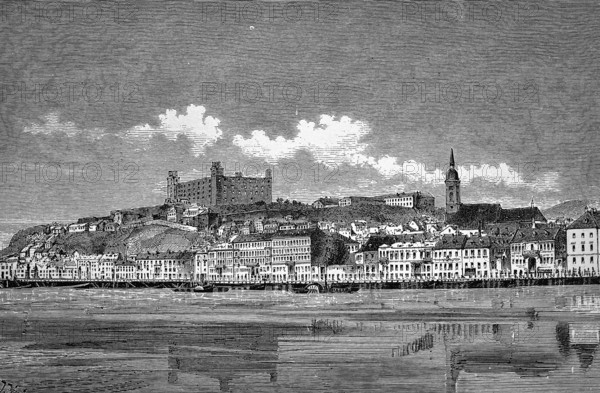 Capital Bratislava or Pressburg on the Danube, landmark Bratislava or Pressburg Castle, Slovakia,