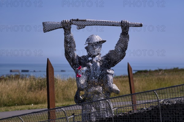 Sculpture by Bill Pendell MM, British World War II veteran, looking back at himself and his