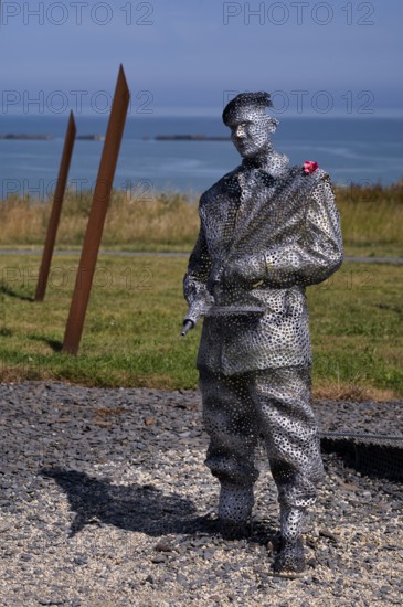Sculpture by Bill Pendell MM, British World War II veteran, looking back at himself in the Battle