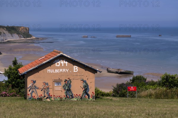 Shack depicting the Allied landing, Phoenix Caissons, caissons, concrete boxes, were used in the