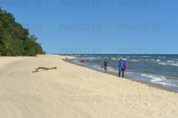 Sandy beach beach on the Baltic Sea coast, Baltic resort Bansin, Usedom Island, Mecklenburg-Western