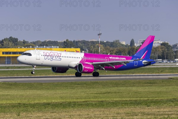 A Wizzair Airbus A321neo aircraft with the registration 9H-WNC at the airport in Warsaw, Poland