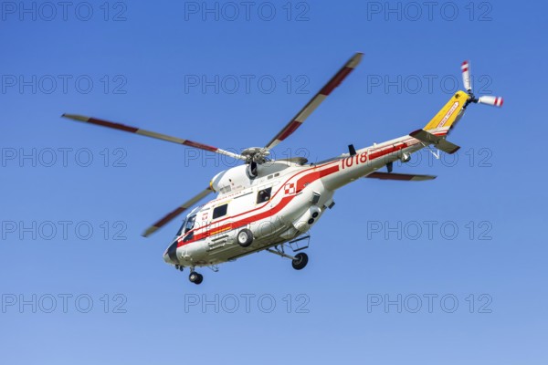 Poland Air Force PZL-Swidnik W3 Sokol military helicopter with licence plate 1018 at the airport in