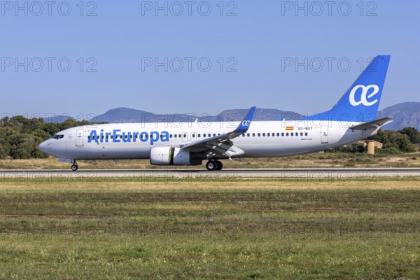 An Air Europa Boeing 737-800 aircraft with the registration EC-NUY at Palma de Majorca Airport,