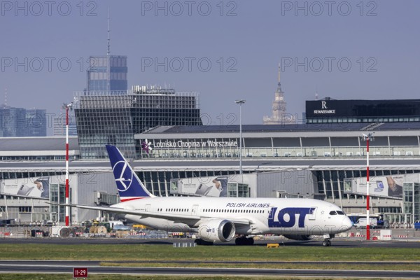 LOT Polish Airlines Boeing 787-8 Dreamliner aircraft with registration SP-LRC at the airport in