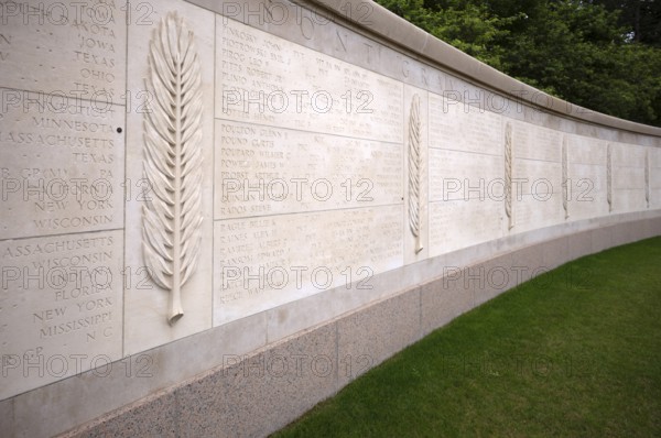 Wall of the Missing, wall with the names of missing US soldiers, military cemetery, American