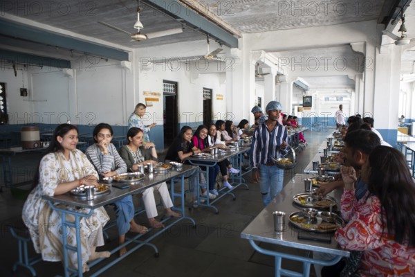 Pilgrims' meal at the Adinath temple in Ranakpur, Jain temple, Rajasthan, India