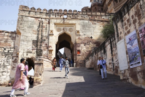 Tor tor to the fortress Mehrangarh or Meherangarh, Jodhpur, Rajasthan, India
