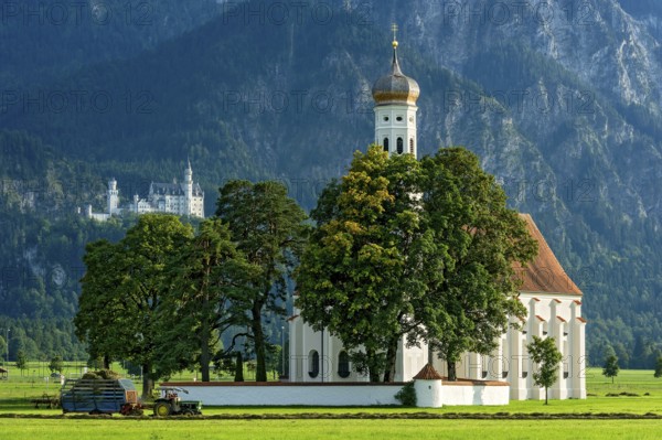 Pilgrimage church of St Coloman, Baroque, Neuschwanstein Castle by King Ludwig II, fairytale castle