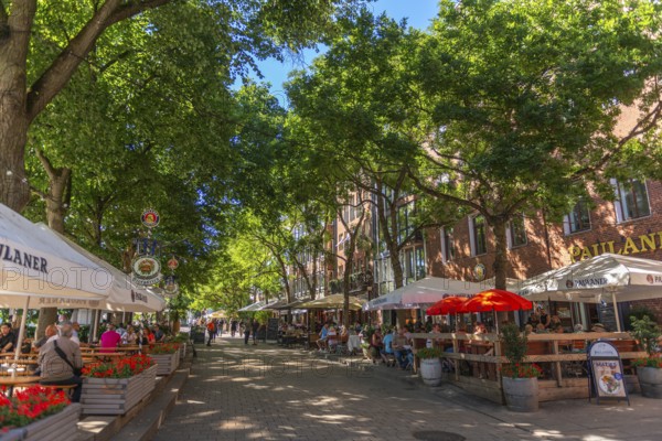 The Schlachte, historic riverside promenade along the Weser with restaurants and cafés in the shade