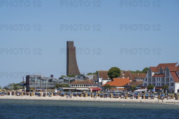 Naval memorial, beach, Laboe, Baltic seaside resort, fjord, Baltic Sea, North Frisia,