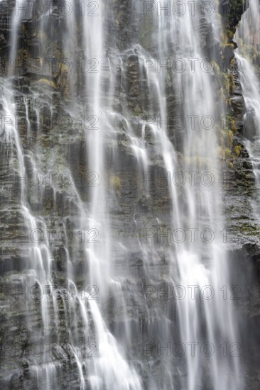 Water flowing down rocks, detail of a waterfall, Lisbon Falls, long exposure, near Graskop,