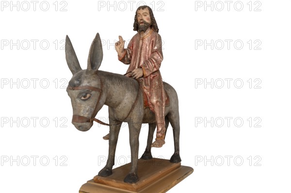 Palmesel in St Briccius Church, on a white background, Wurmlingen, Tuttlingen district,