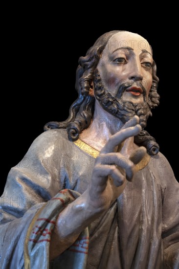 Palm donkey, detail of Jesus, on black background, Städtisches Museum, Krummebergstr. 30,