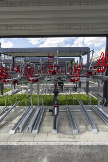 Bicycle parking facility, Ulm, Swabian Alb, Baden-Württemberg, Germany