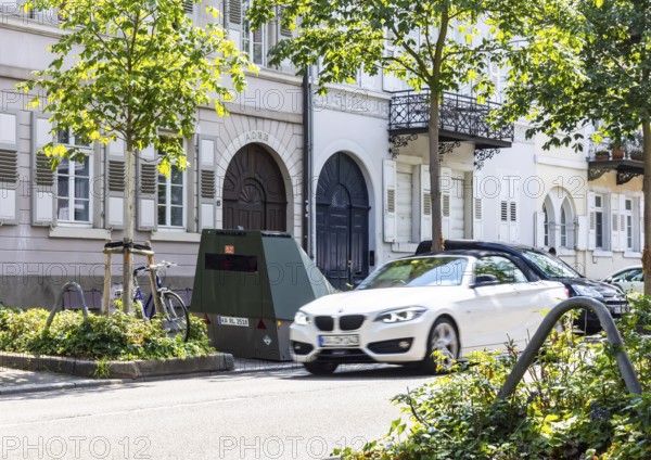Partially stationary speed camera in the city centre of Karlsruhe, speed monitoring. Karlsruhe,