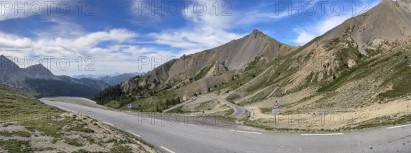 Northern ascent mountain road alpine road with serpentines above tree line shortly in front of pass
