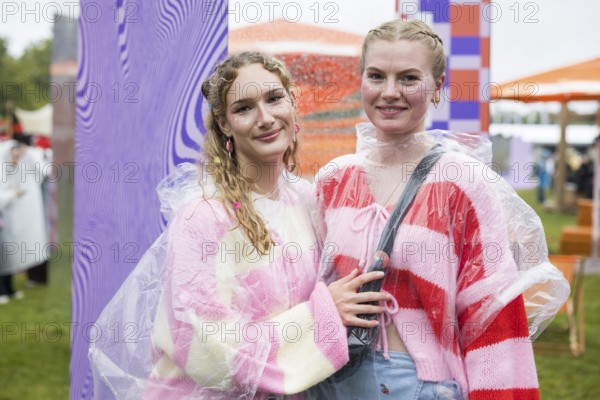 Festival visitors Emily and Celine from Halle at Fashionpalooza at the Lollapalooza Festival in the