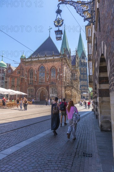 Historic town hall on the market square, UNESCO World Heritage Site, and cathedral with twin